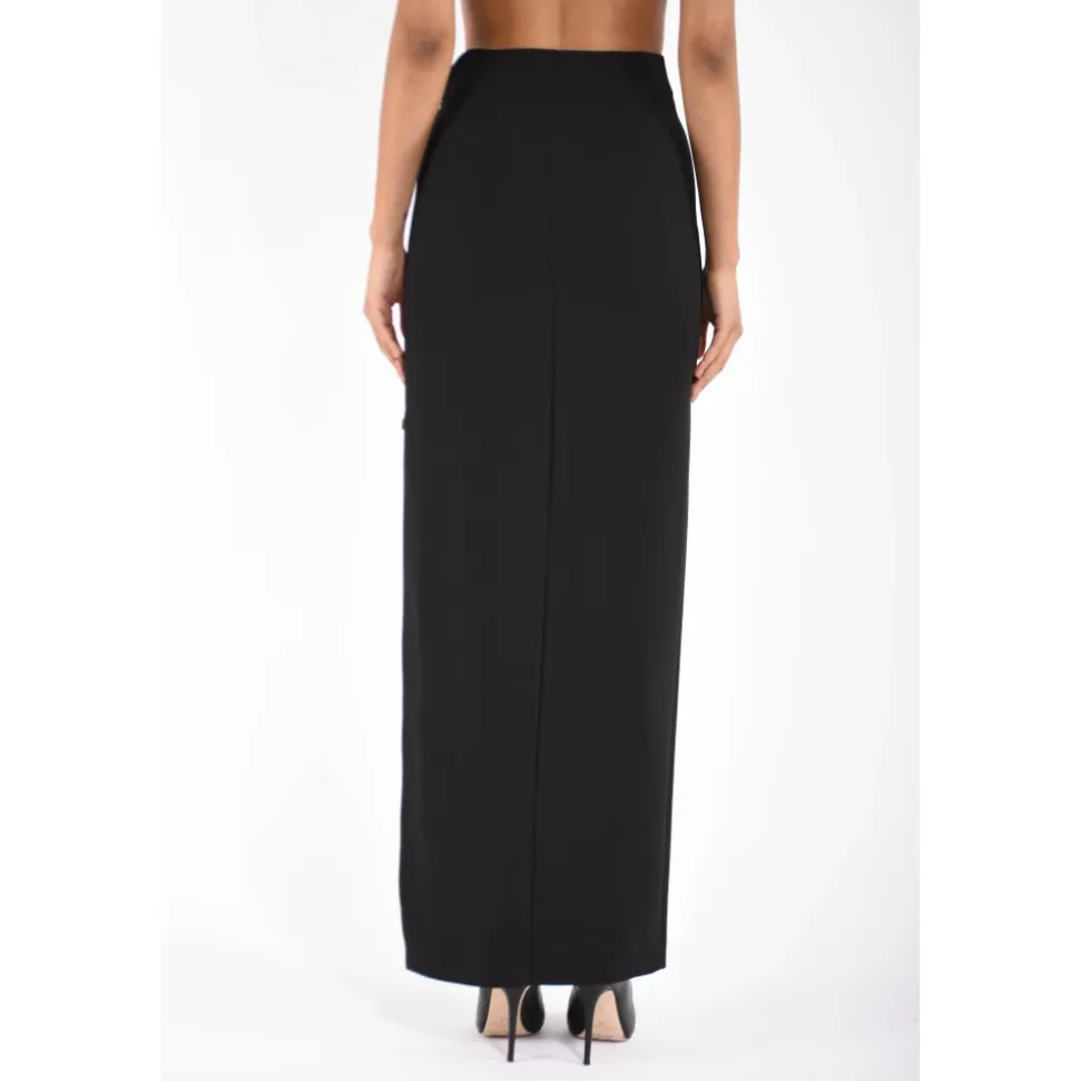 Jupe Maxi en Crêpe avec Zip Bijou