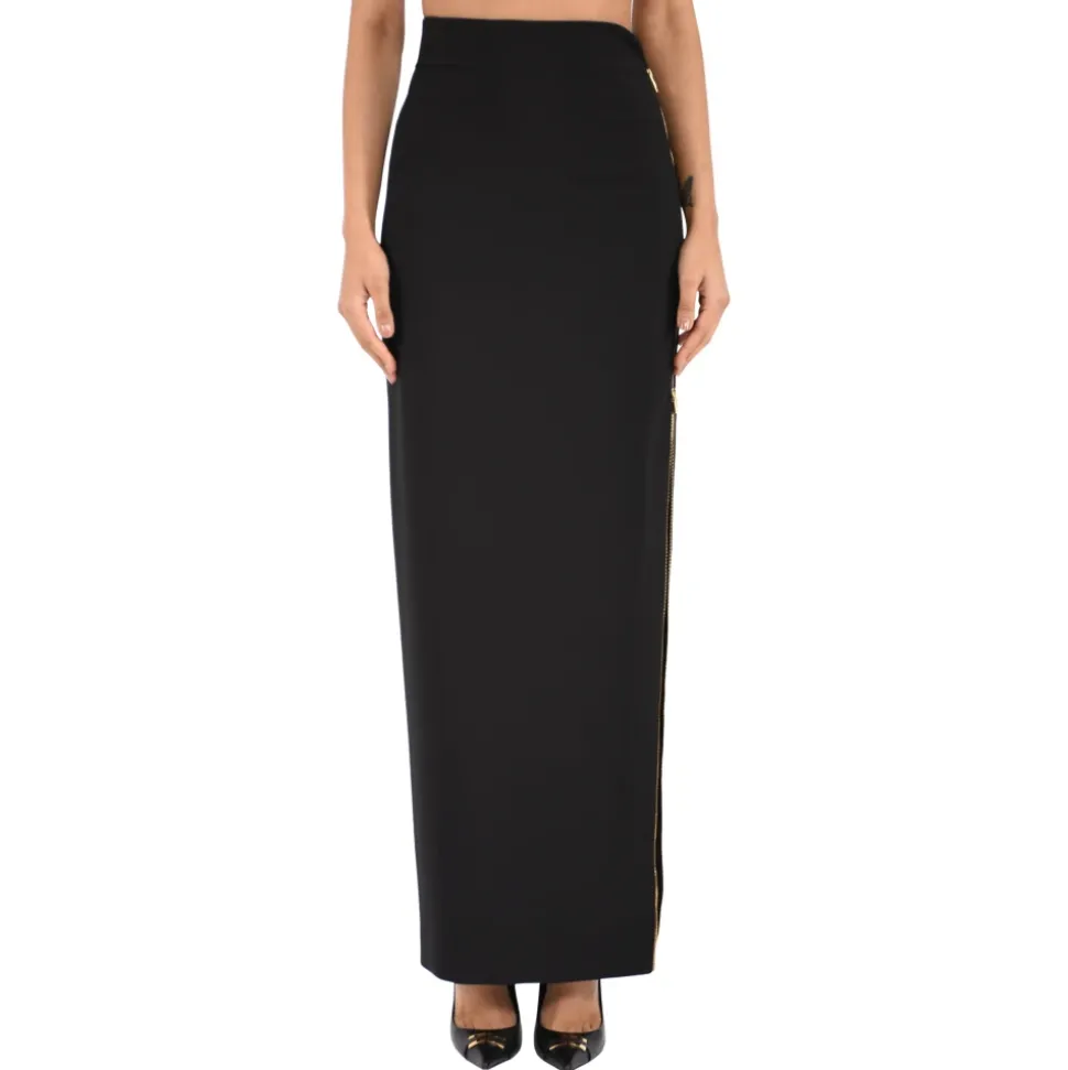 Jupe Maxi en Crêpe avec Zip Bijou