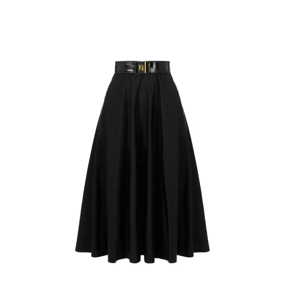 Jupe Midi en Voile avec Ceinture
