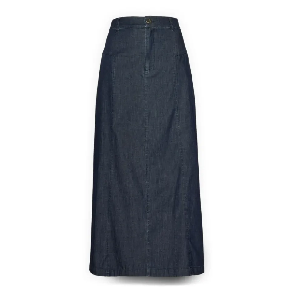 Jupe midi évasée en chambray