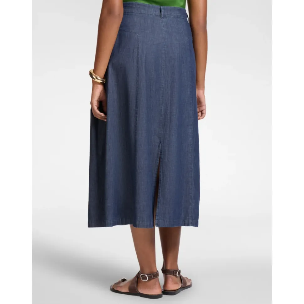 Jupe midi évasée en chambray