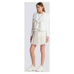Jupe patineuse en tweed à franges