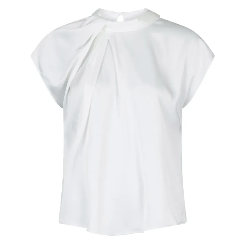 Élégant Drapy Satin Blouse Off White