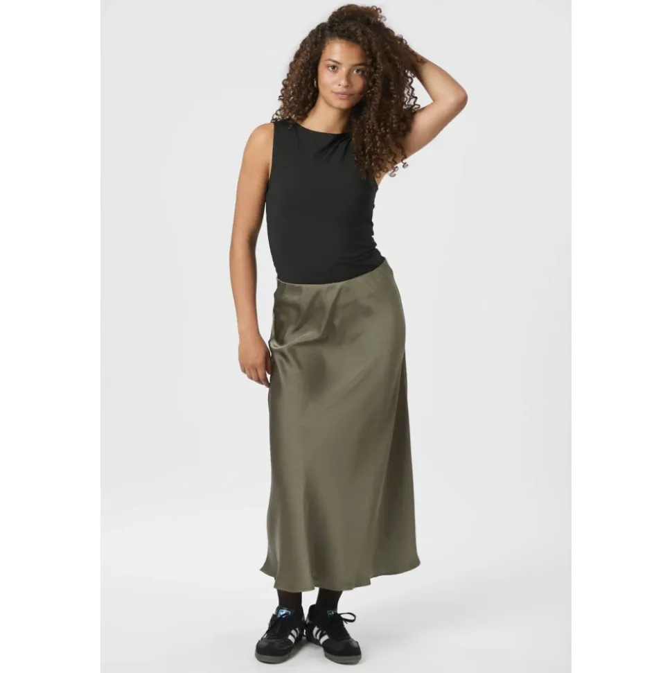 Élégante Jupe en Satin Cold Green