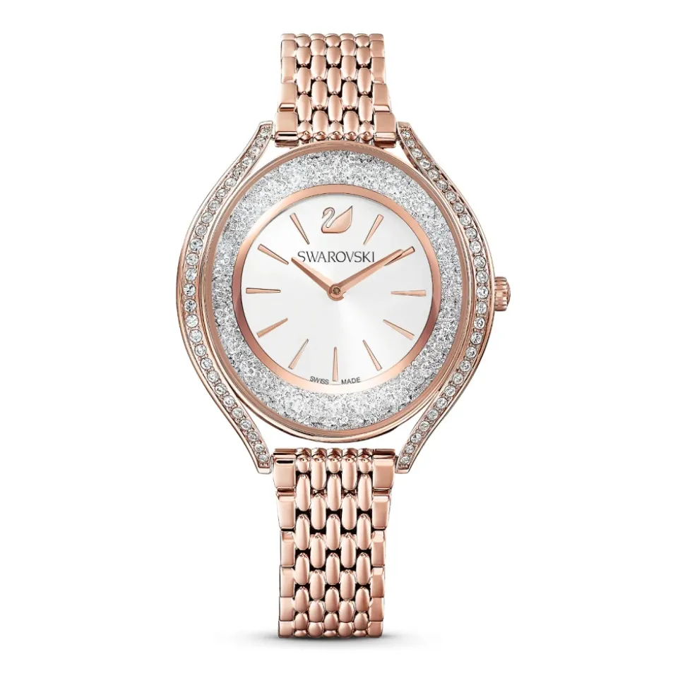 Élégante Montre en Cristal Rose Doré