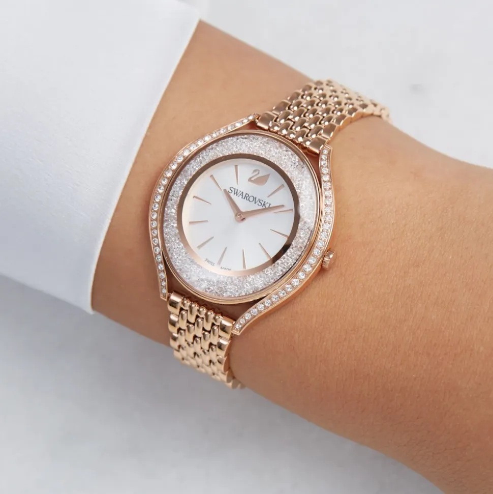 Élégante Montre en Cristal Rose Doré