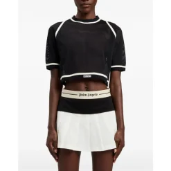 Logo Mesh Cropped Top