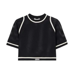 Logo Mesh Cropped Top