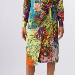 Long Printed Satin Skirt