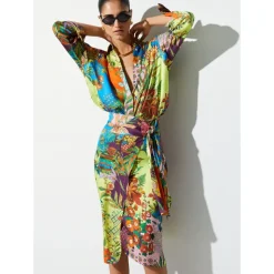 Long Printed Satin Skirt