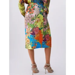 Long Printed Satin Skirt