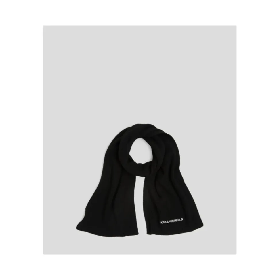 Longue Écharpe Noire avec Logo Essentiel