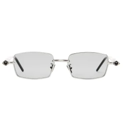 Lunettes de soleil rectangulaires en argent/gris/noir