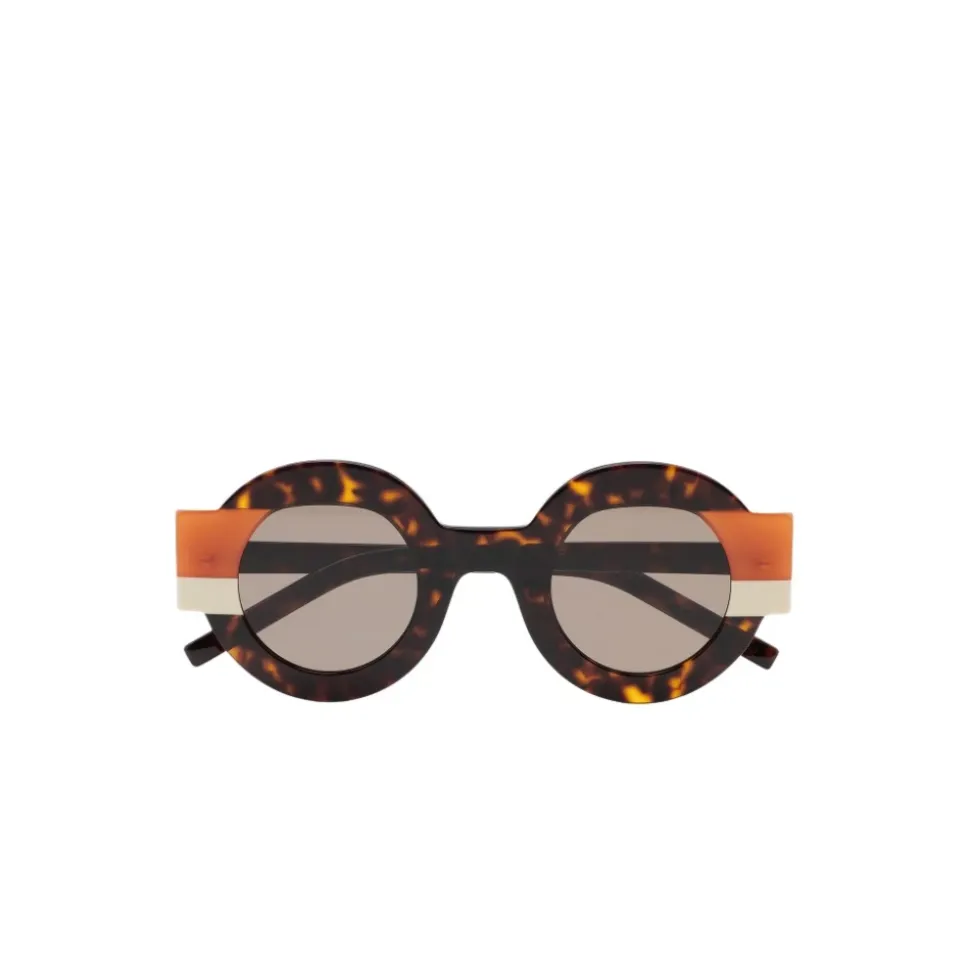 Lunettes de soleil rondes marron foncé havana