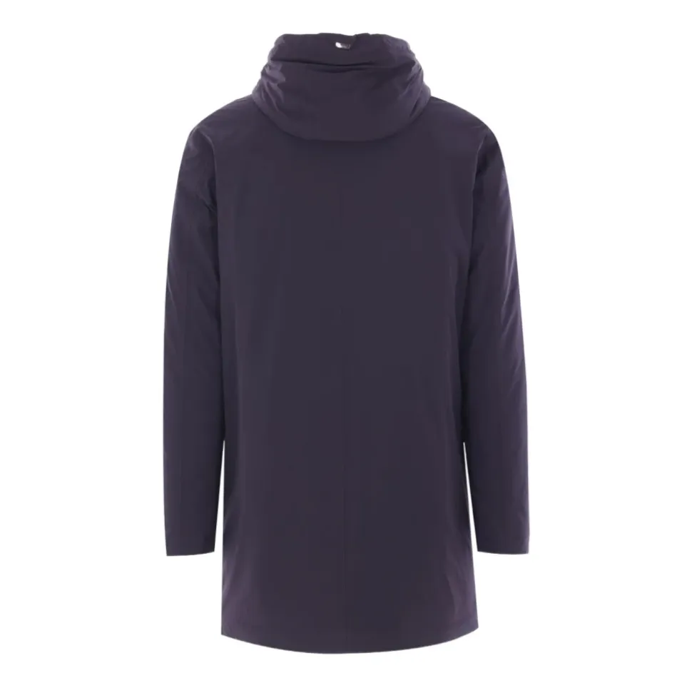 Manteau Bleu à Capuche et Fermeture Éclair