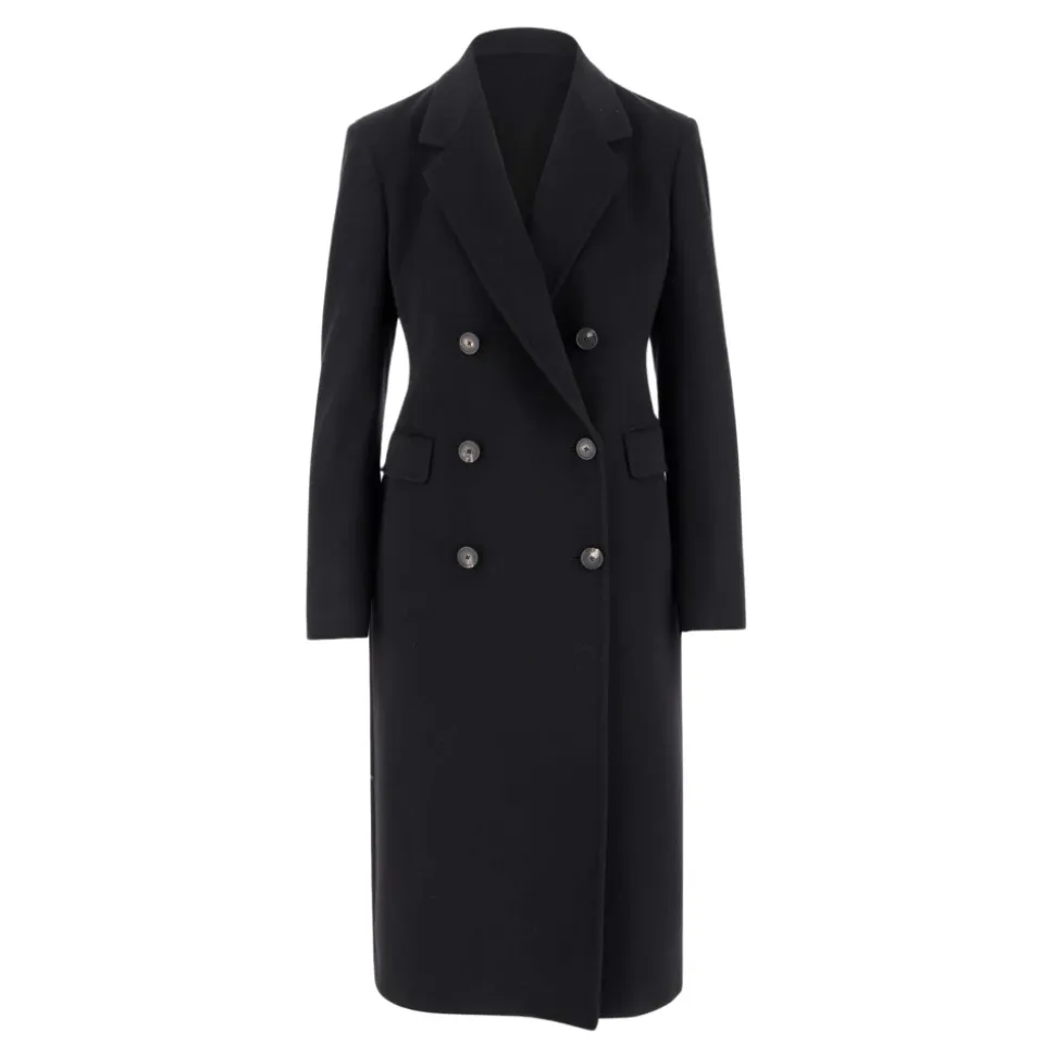 Manteau croisé en laine et cachemire