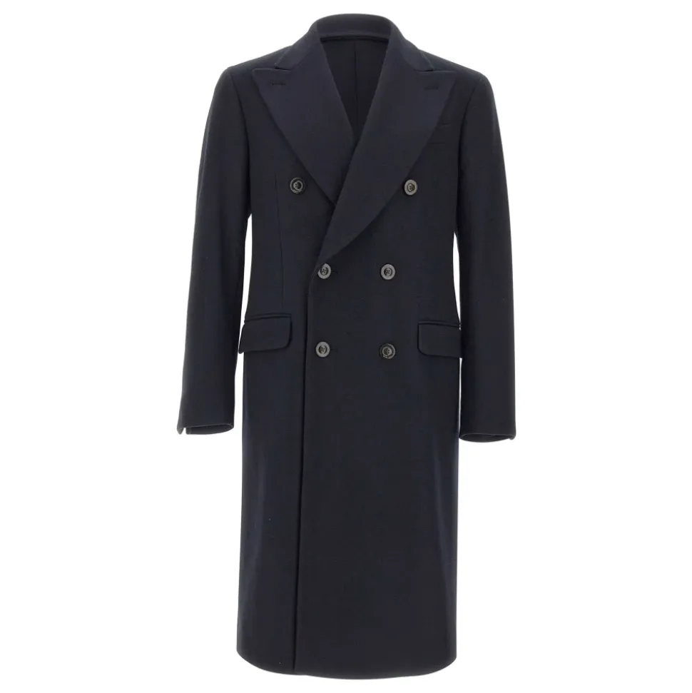 Manteau croisé en laine et cachemire