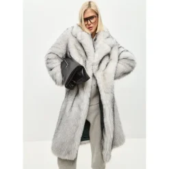 Manteau en fausse fourrure luxueux Natalie - Gris