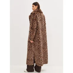 Manteau Long d`Hiver à Imprimé Animal