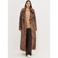 Manteau Long d`Hiver à Imprimé Animal