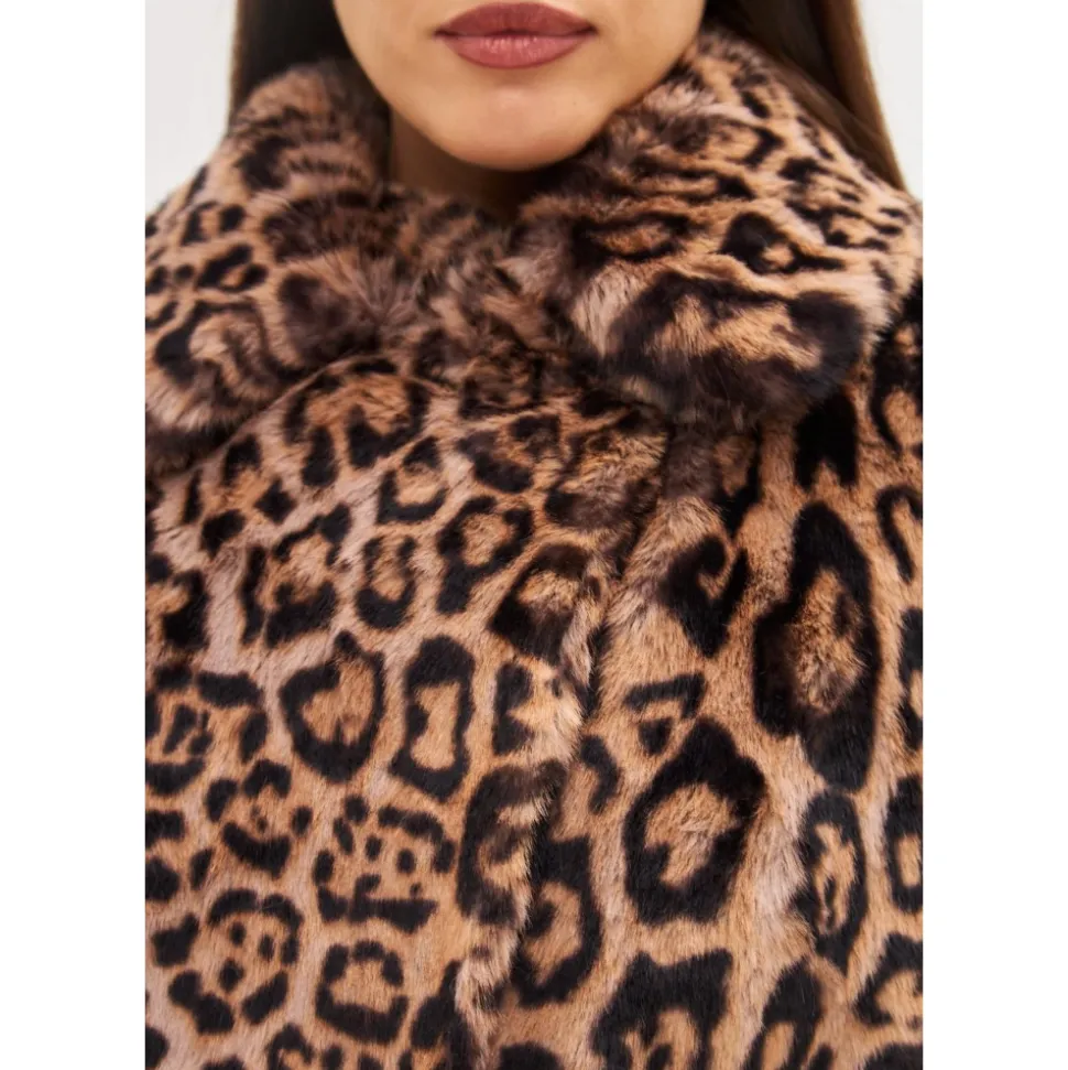 Manteau Long d`Hiver à Imprimé Animal