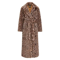 Manteau Long d`Hiver à Imprimé Animal