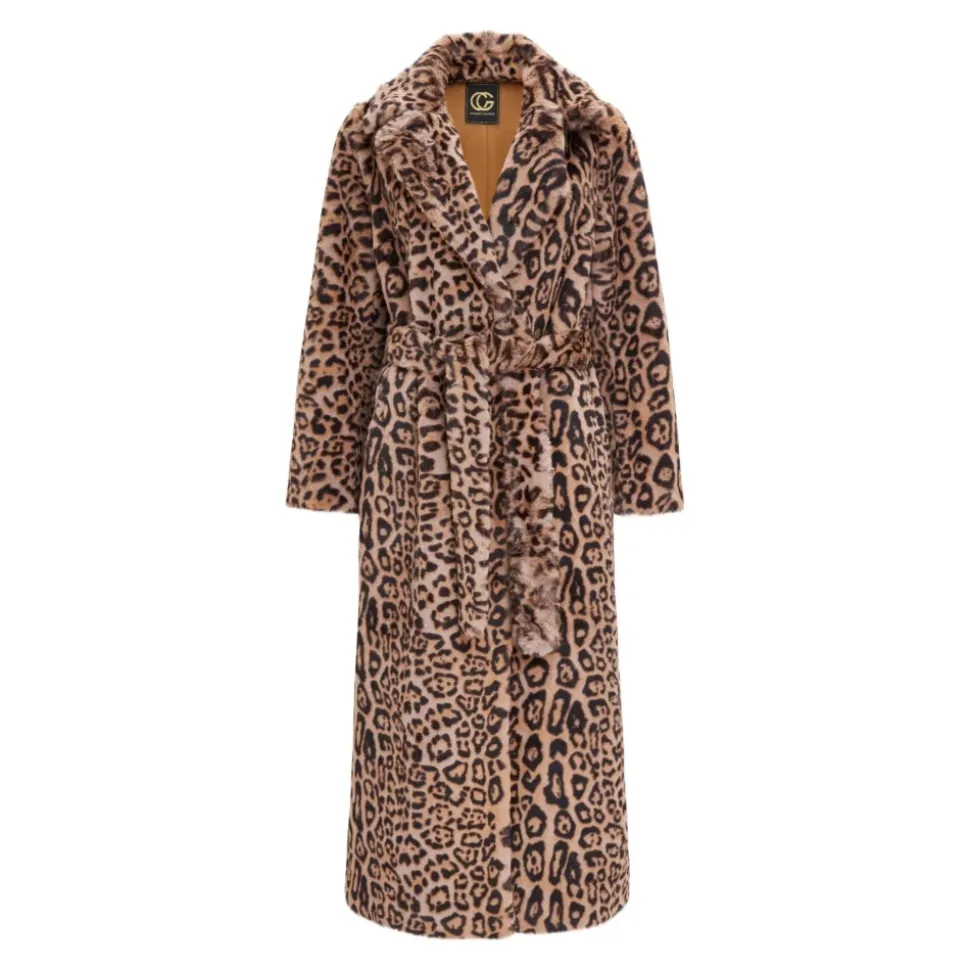 Manteau Long d`Hiver à Imprimé Animal