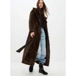 Manteau Long d`Hiver Réversible en Fausse Fourrure
