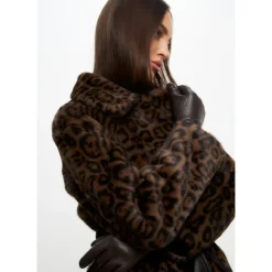 Manteau Long d`Hiver Réversible en Fausse Fourrure