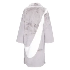 Manteau Long en Fausse Fourrure avec Fermeture Éclair