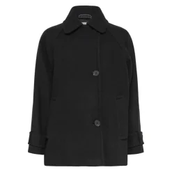 Manteau Noir avec Manches Longues et Gros Boutons