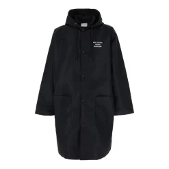 Manteau Parka Noir avec Détails Logo