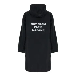 Manteau Parka Noir avec Détails Logo