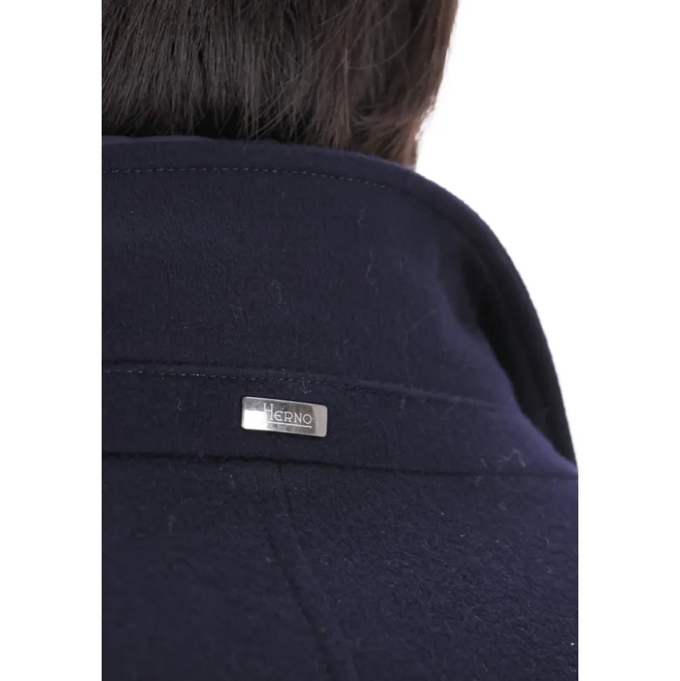 Manteau rembourré en laine bleue
