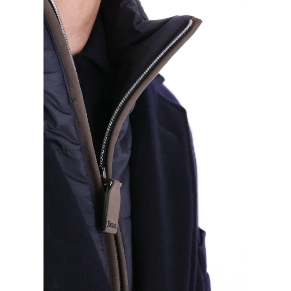 Manteau rembourré en laine bleue