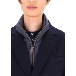 Manteau rembourré en laine bleue