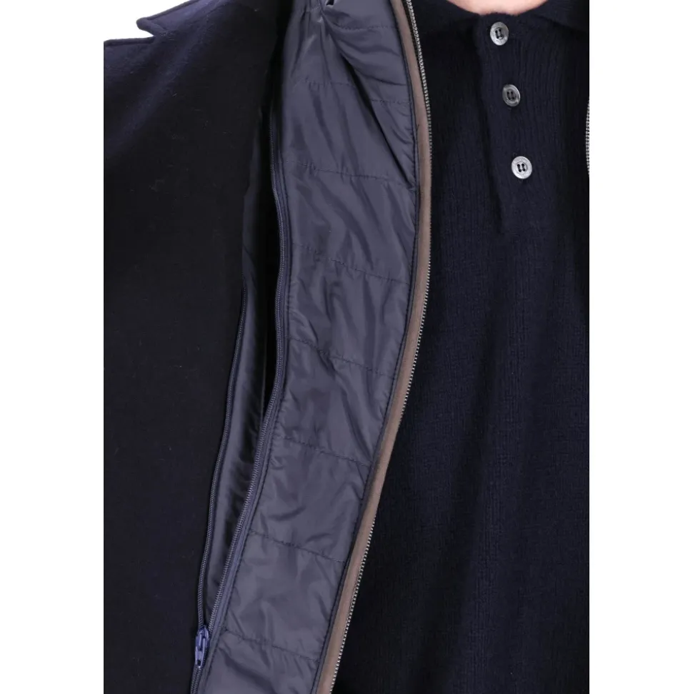 Manteau rembourré en laine bleue