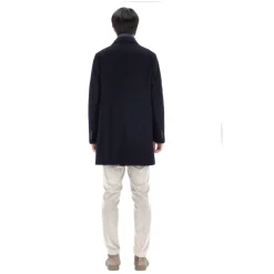 Manteau rembourré en laine bleue