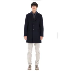 Manteau rembourré en laine bleue