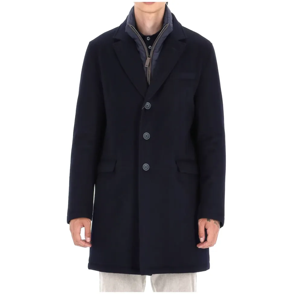 Manteau rembourré en laine bleue