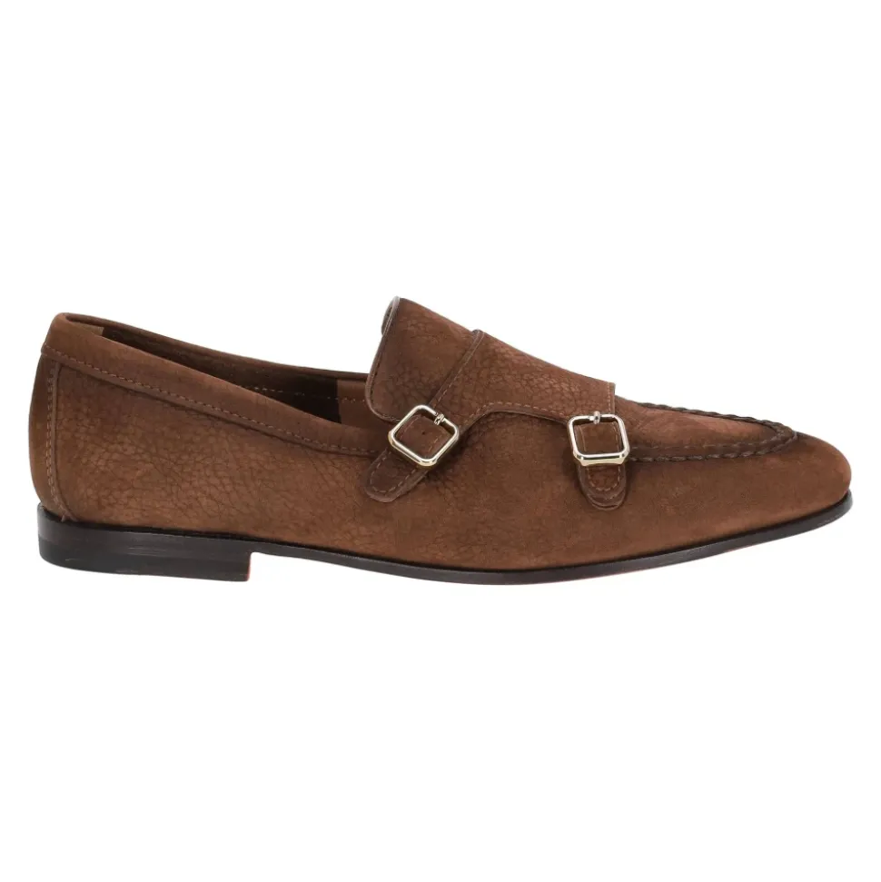 Marron Chaussures plates à double boucle