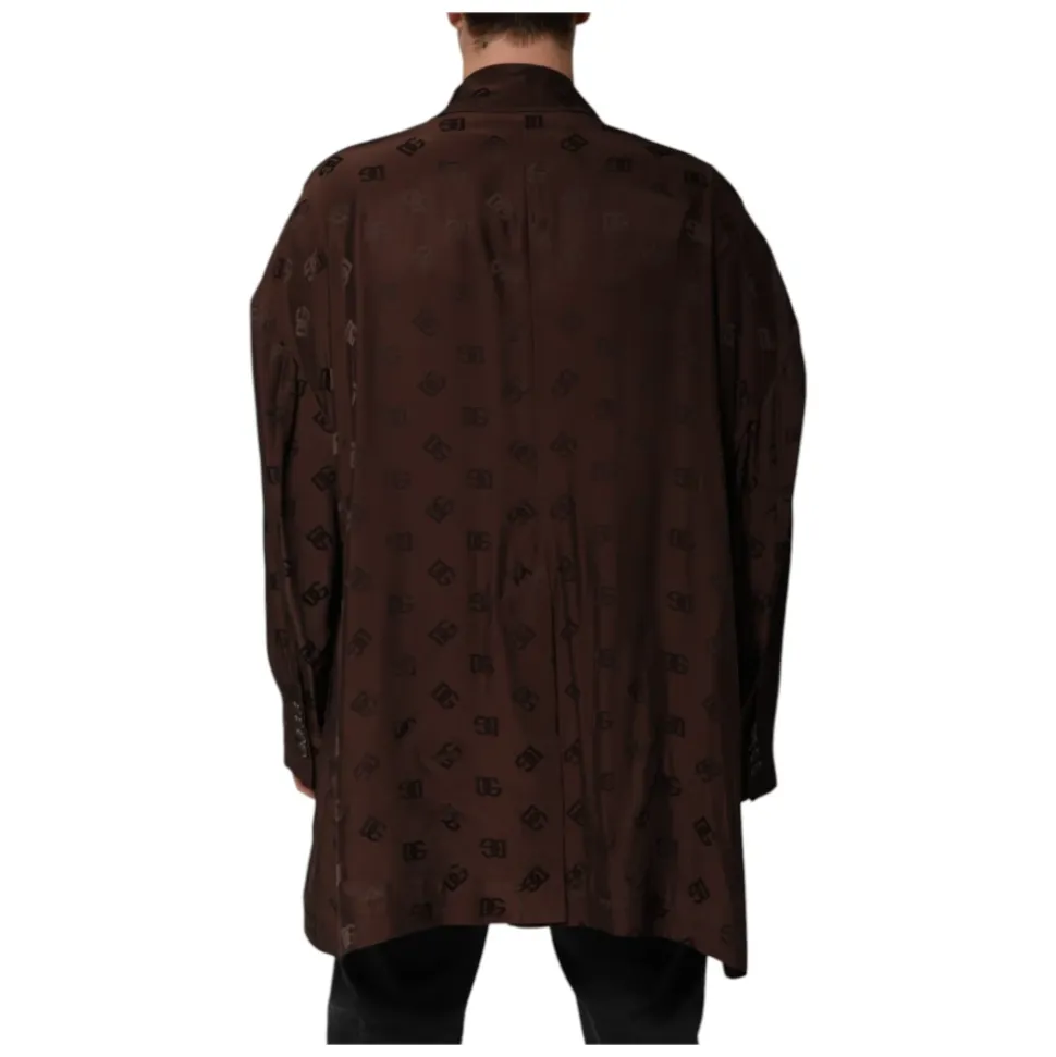 Marron Veste Manteau à Monogramme Logo