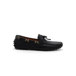 Mocassin en cuir bleu plat