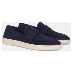 Mocassin en daim bleu