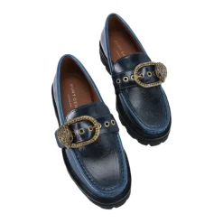 Mocassins en Cuir avec Boucle en Laiton Antique