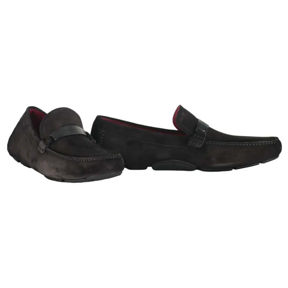 Mocassins en Cuir à Bout Carré avec Clous en Caoutchouc