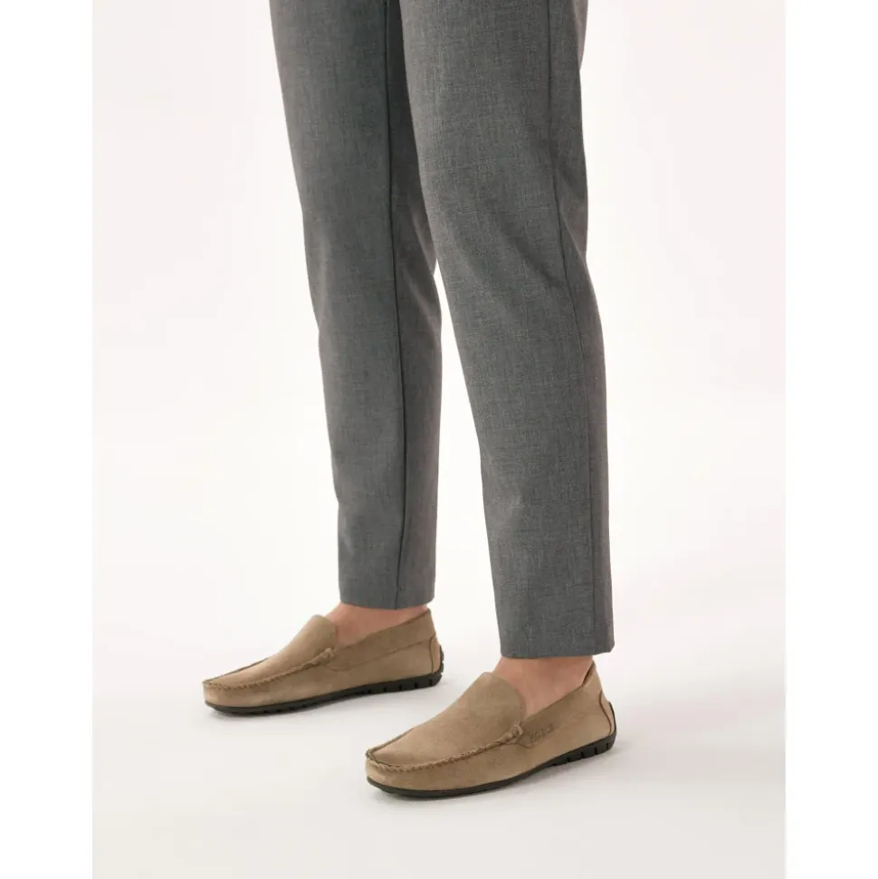 Mocassins en daim couleur taupe
