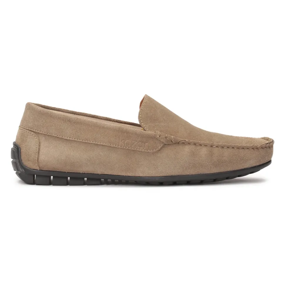 Mocassins en daim couleur taupe