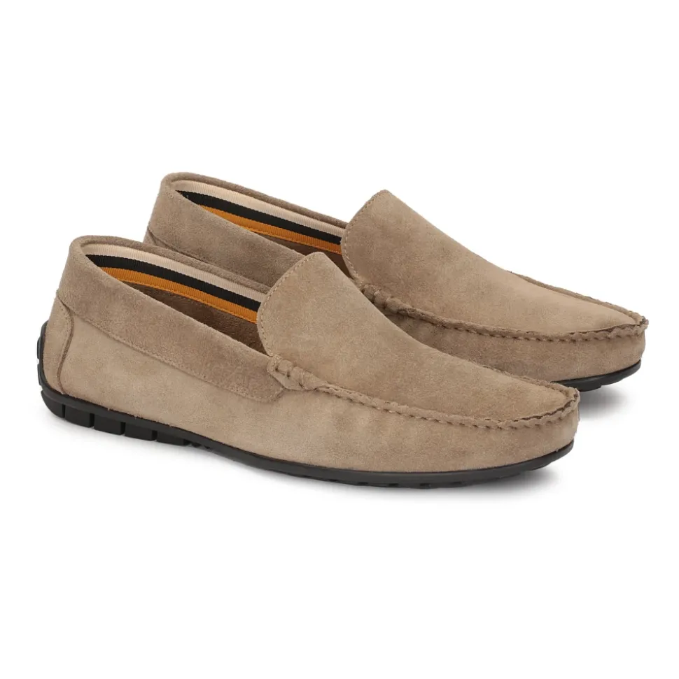 Mocassins en daim couleur taupe