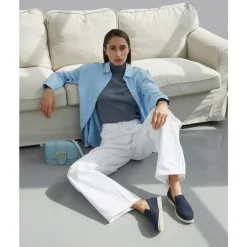 Mocassins en Velours Bleu Marine Naturel pour Femmes